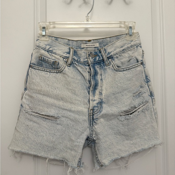 PacSun Faded Blue Ripped Jean Shorts - Picture 1 of 2